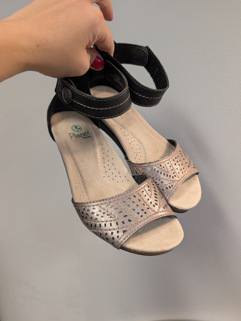 Planet Comfort Women's Metallic Bronze Ankle-Strap Sandals